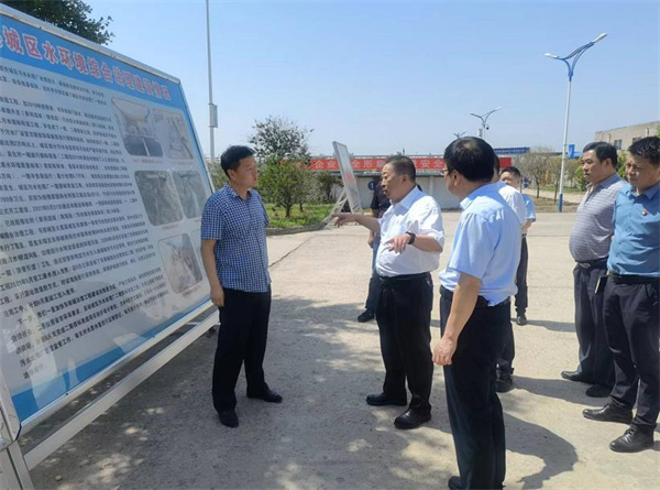 1655345847798403Egq4.jpg 省人大常委會環(huán)資工委副主任張凱盈到水環(huán)境公司大荔縣城區(qū)污水處理廠調研.jpg